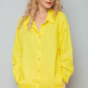 Bluse Lässig gewaschene Leinen-Ware sun